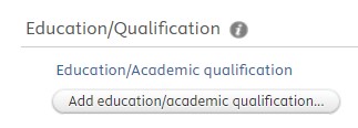 screenshot of Add Education/Qualification