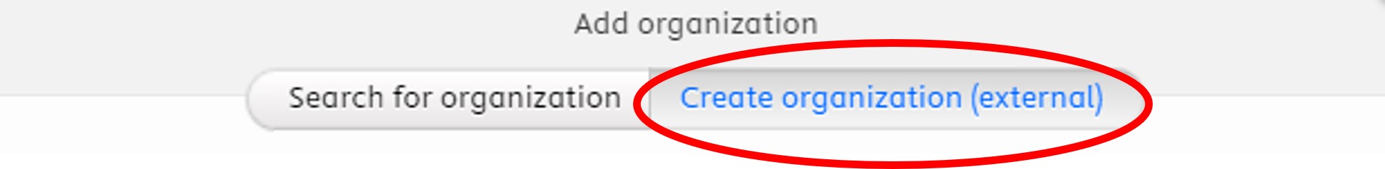 screenshot of Create organization (external)