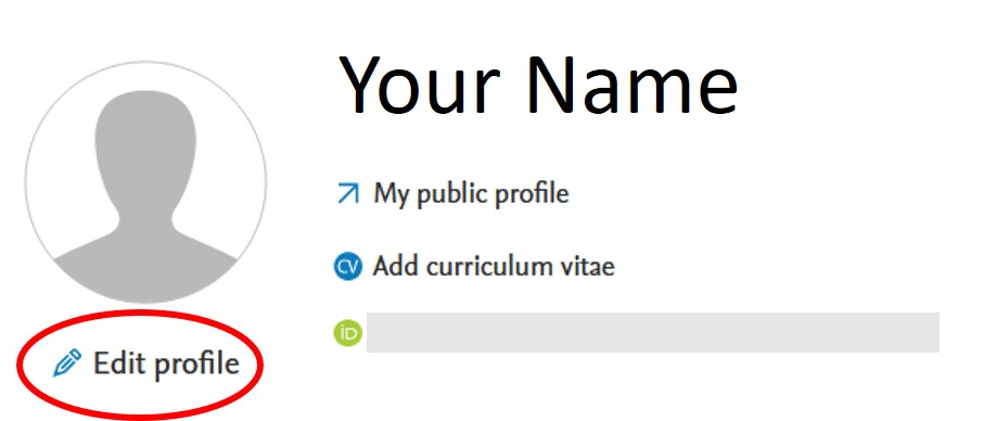 screenshot of "Edit Profile" in the personal overview page